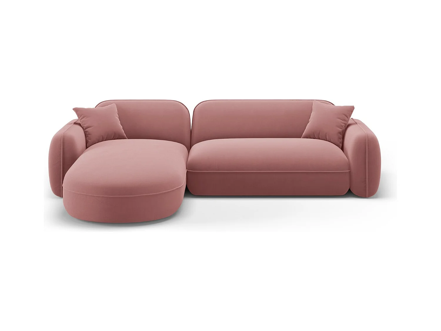CXL by Christian Lacroix - Modulaire hoekbank links "Lucien" 4 zitplaatsen, Flueel, Zalm - 275x165x70cm