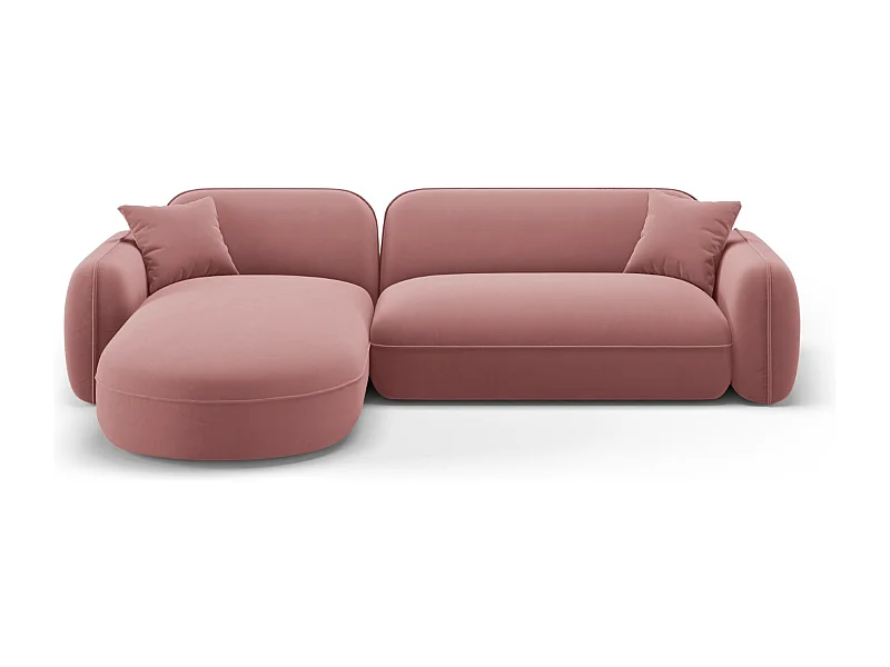 CXL by Christian Lacroix - Canapé d'angle gauche modulable "Lucien" 4 places en velours saumon - 275x165x70cm