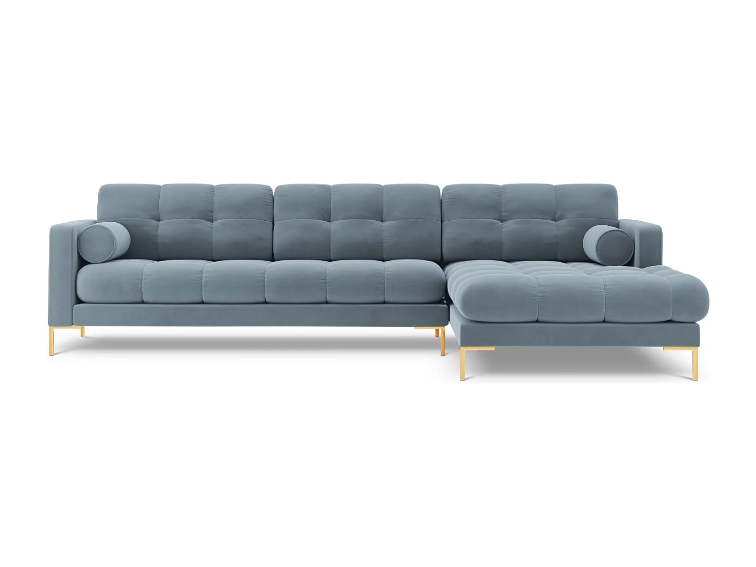 Cosmopolitan Design - 5-Sitzer Ecksofa rechts "Bali" aus Samt hellblau - 293x185x75cm