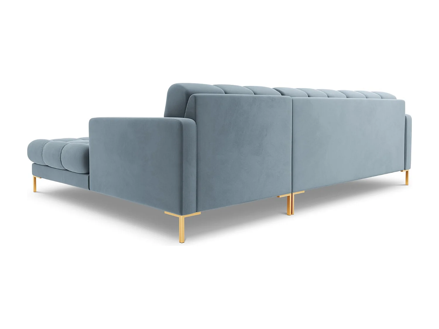 Cosmopolitan Design - 5-Sitzer Ecksofa rechts "Bali" aus Samt hellblau - 293x185x75cm