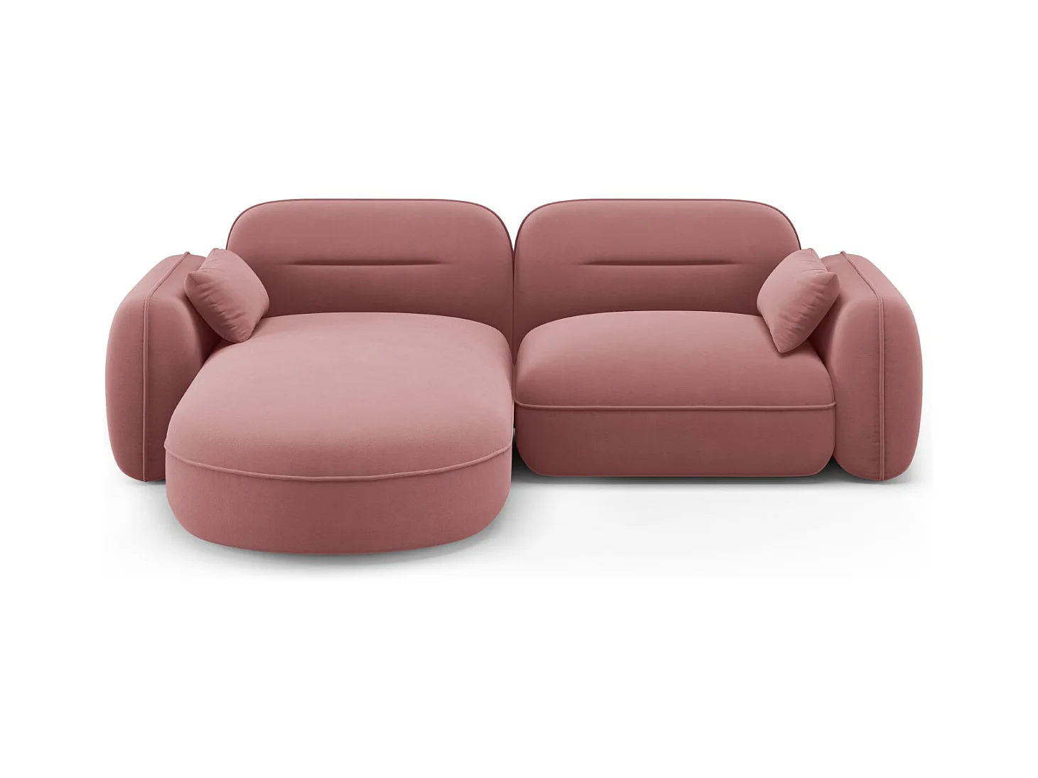 Cosmopolitan Design - Modulaire hoekbank links "Sydney" 3 zitplaatsen, Flueel, Zalm - 230x165x70cm