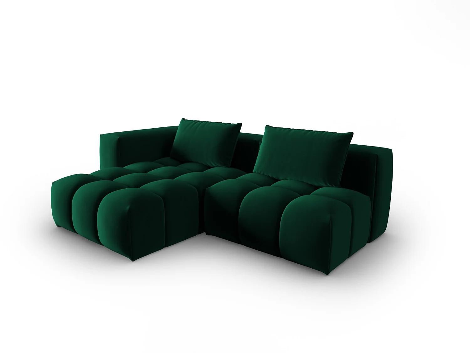 CXL by Christian Lacroix - Sofá esquinero modular izquierdo "Lorella" 3 plazas de terciopelo verde botella - 205x145x70cm