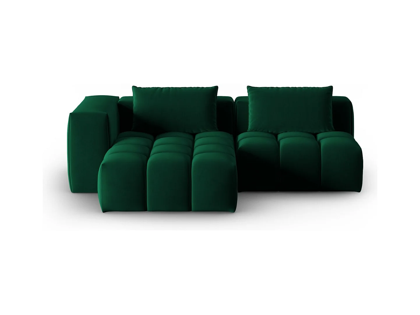 CXL by Christian Lacroix - Canapé d'angle gauche modulable "Lorella" 3 places en velours vert bouteille - 205x145x70cm