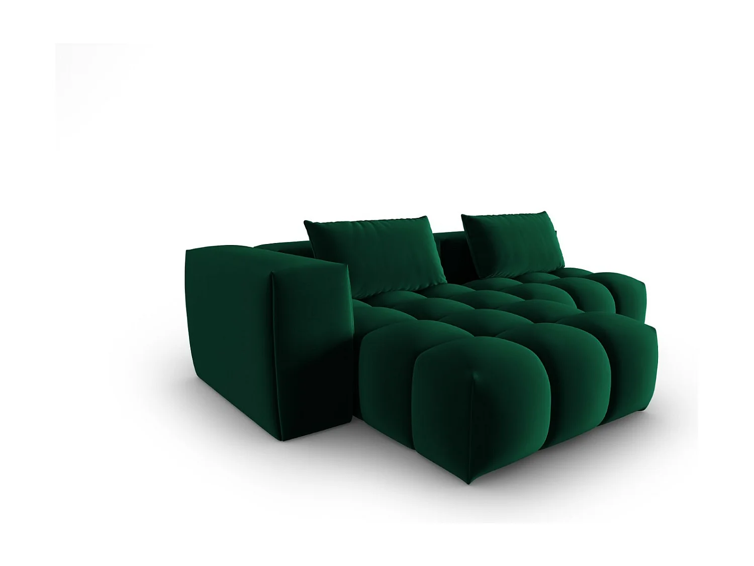 CXL by Christian Lacroix - Sofá modular de canto esquerdo "Lorella" 3 lugares em veludo verde garrafa - 205x145x70cm