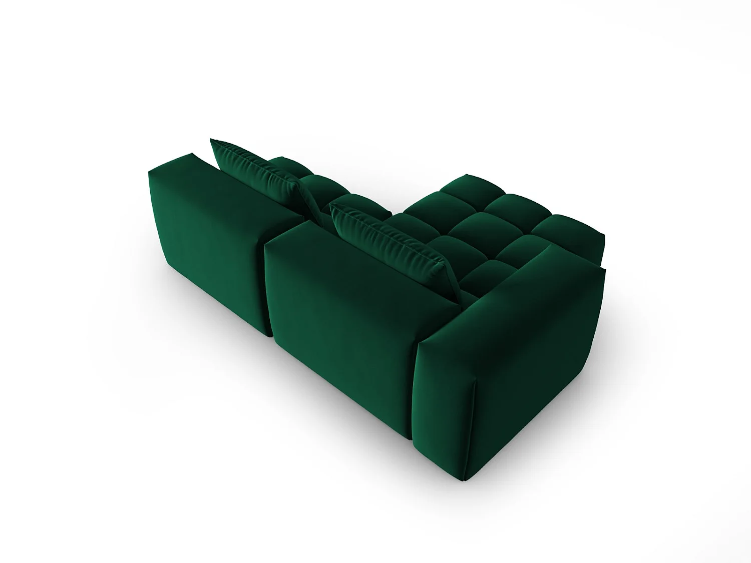 CXL by Christian Lacroix - Sofá modular de canto esquerdo "Lorella" 3 lugares em veludo verde garrafa - 205x145x70cm