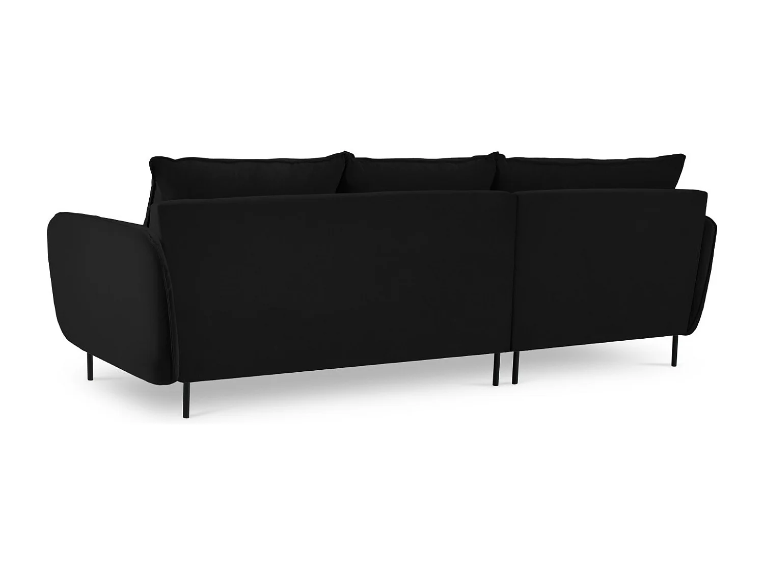 Cosmopolitan Design - Linker hoekbank "Vienna" 5 zitplaatsen, Flueel, Zwart - 255x170x95cm