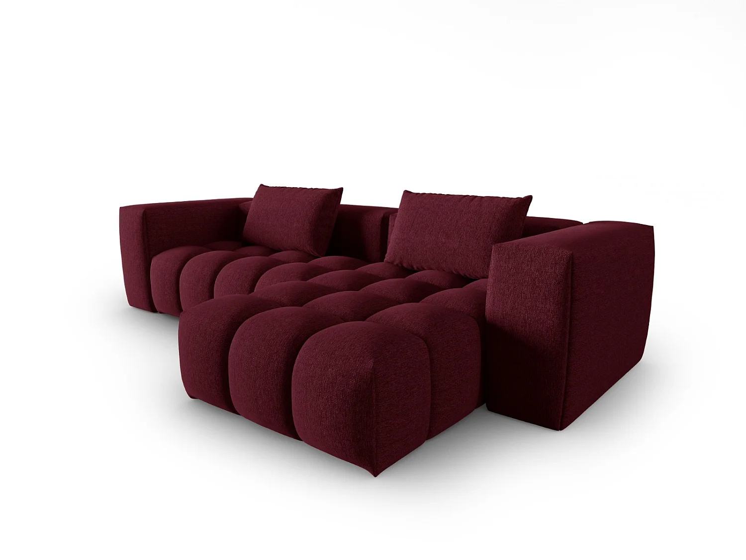 CXL by Christian Lacroix - Sofá modular de canto direito "Lorella" 3 lugares em tecido estrutural bordeaux - 260x145x70cm