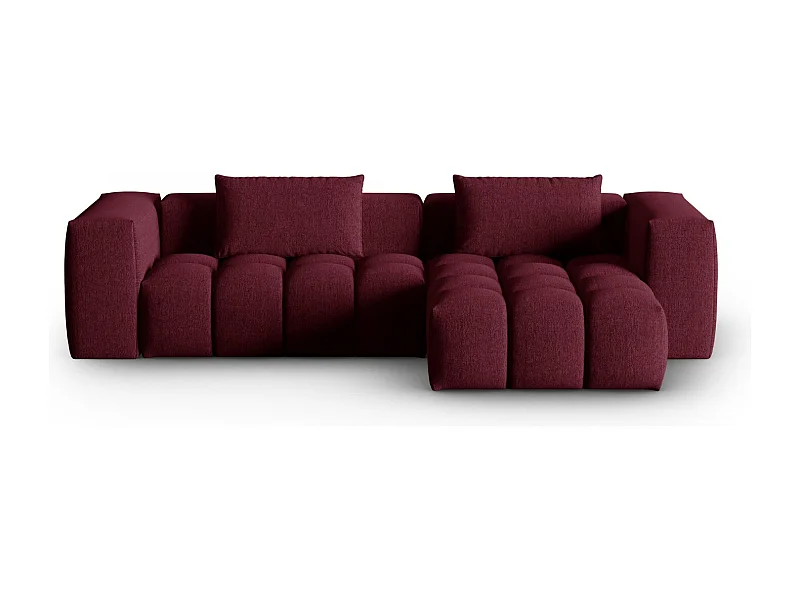 CXL by Christian Lacroix - Canapé d'angle droit modulable "Lorella" 3 places en tissu structurel bordeaux - 260x145x70cm