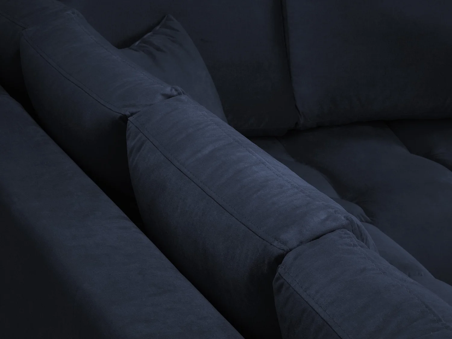 Cosmopolitan Design - Sofá esquinero derecho "Hastings" 5 plazas de terciopelo azul regio - 301x216x75cm