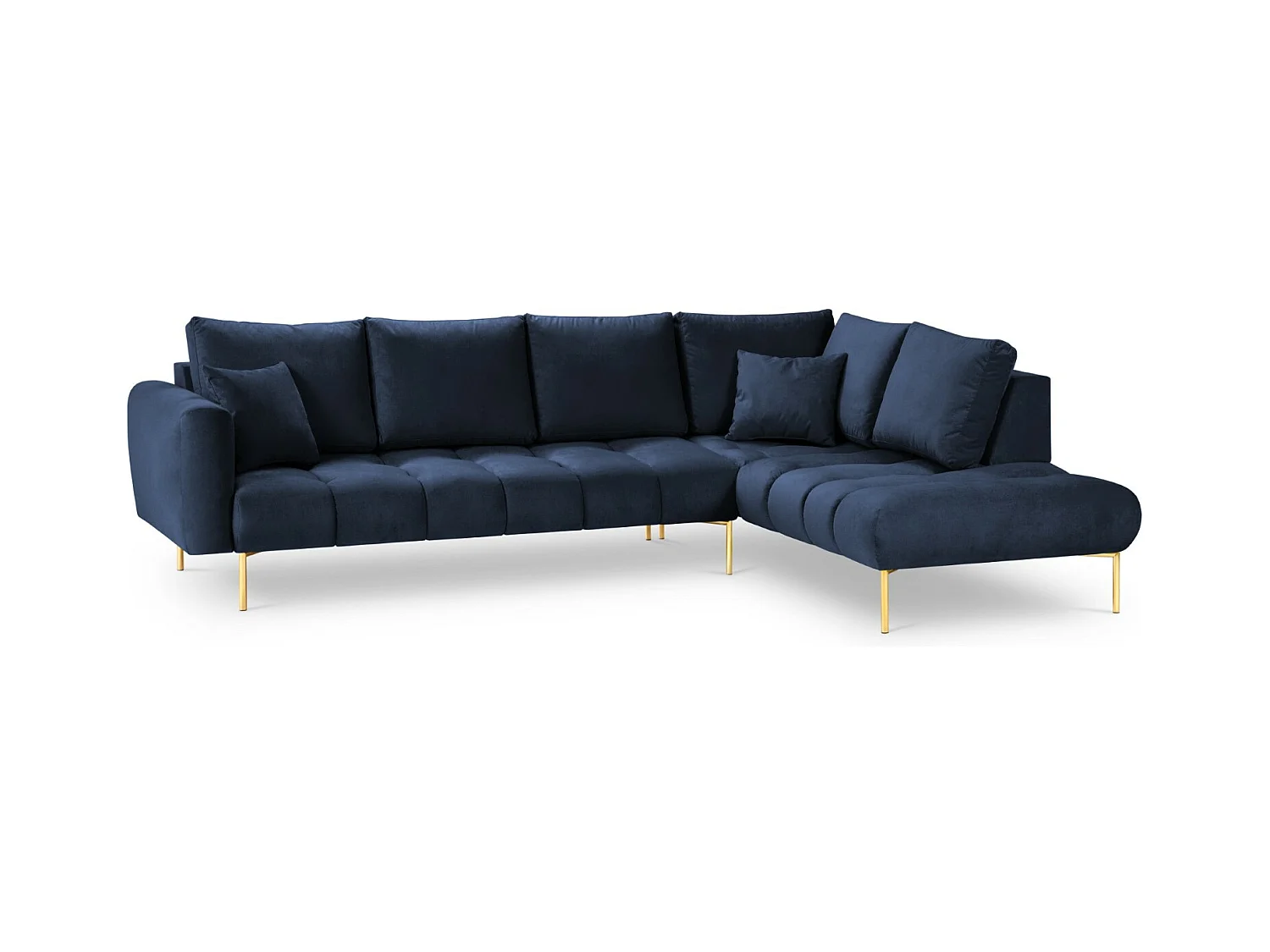 Cosmopolitan Design - Rechter hoekbank "Hastings" 5 zitplaatsen, Flueel, Koningsblauw - 301x216x75cm