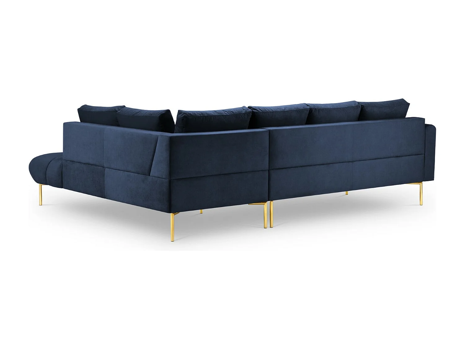 Cosmopolitan Design - Sofá de canto direito "Hastings" 5 lugares em veludo azul real - 301x216x75cm