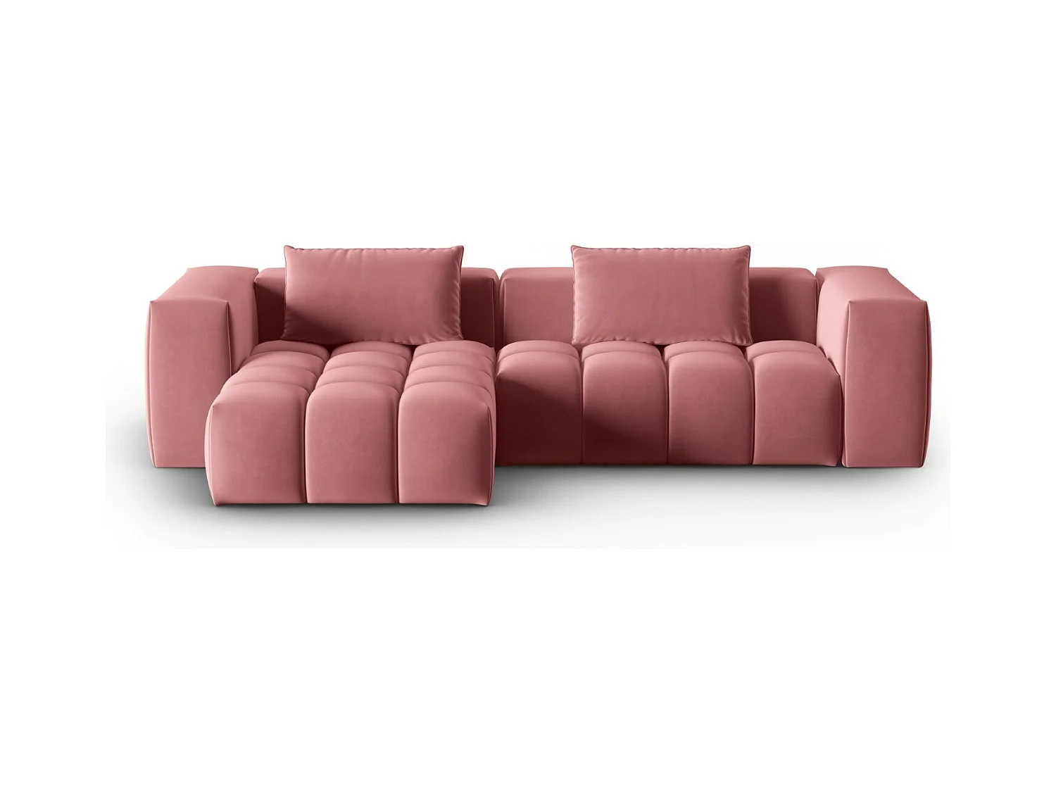CXL by Christian Lacroix - Canapé d'angle gauche modulable "Lorella" 3 places en velours saumon - 260x145x70cm