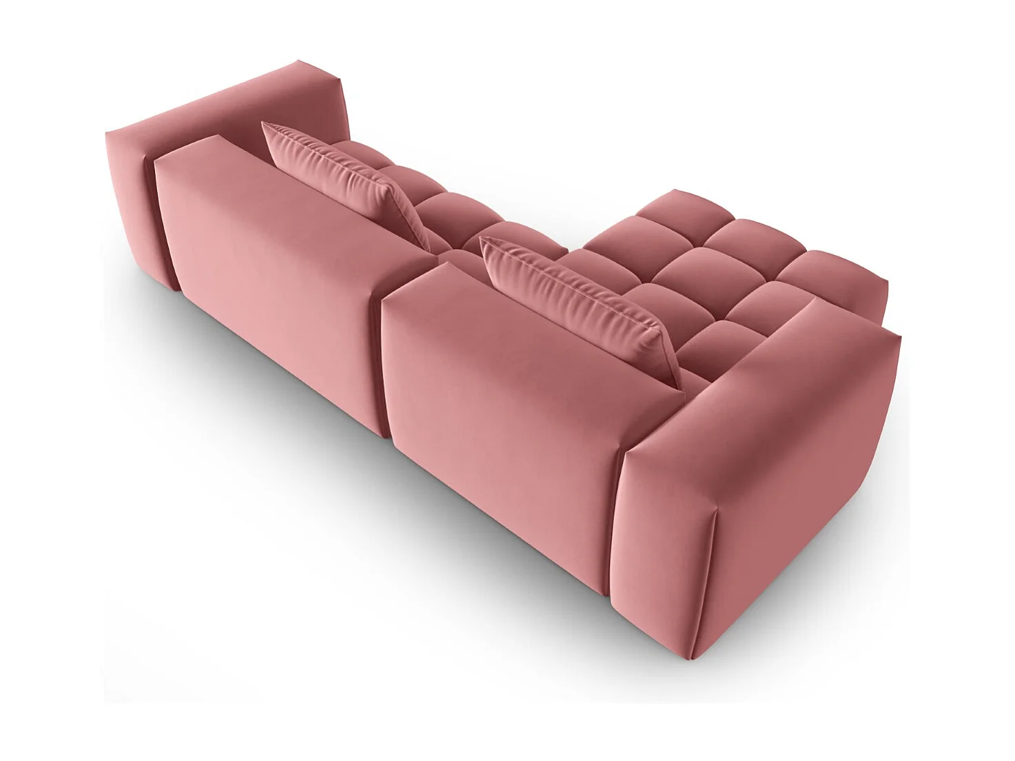 CXL by Christian Lacroix - Canapé d'angle gauche modulable "Lorella" 3 places en velours saumon - 260x145x70cm