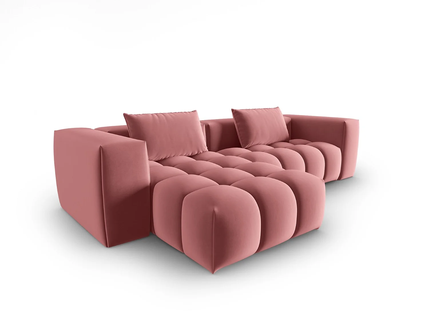 CXL by Christian Lacroix - Canapé d'angle gauche modulable "Lorella" 3 places en velours saumon - 260x145x70cm