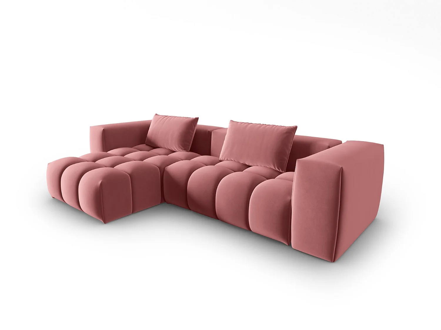 CXL by Christian Lacroix - Canapé d'angle gauche modulable "Lorella" 3 places en velours saumon - 260x145x70cm