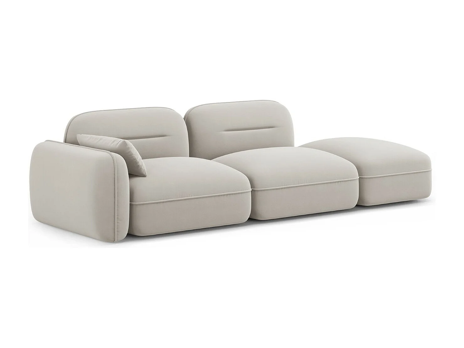 Cosmopolitan Design - Sofa modułowa bok prawy, "Sydney" 3 miejsca welur, beż jasny - 295x90x70cm