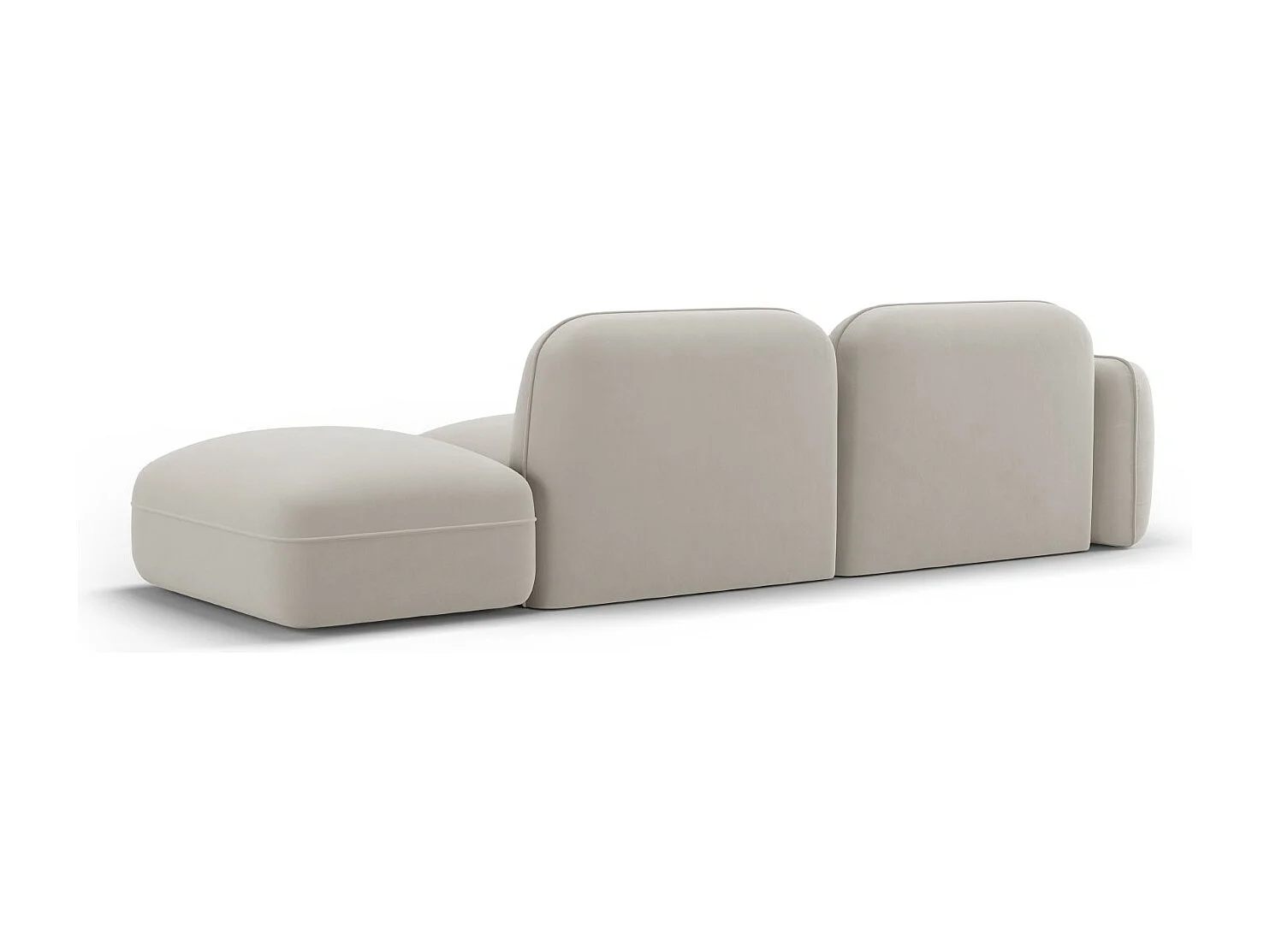 Cosmopolitan Design - Sofa modułowa bok prawy, "Sydney" 3 miejsca welur, beż jasny - 295x90x70cm