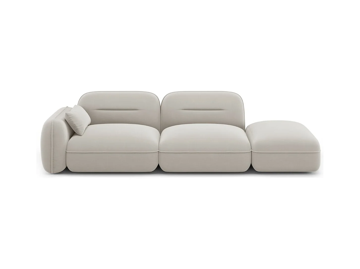 Cosmopolitan Design - Rechte modulaire bank "Sydney" 3 zitplaatsen, Flueel, Lichtbeige - 295x90x70cm