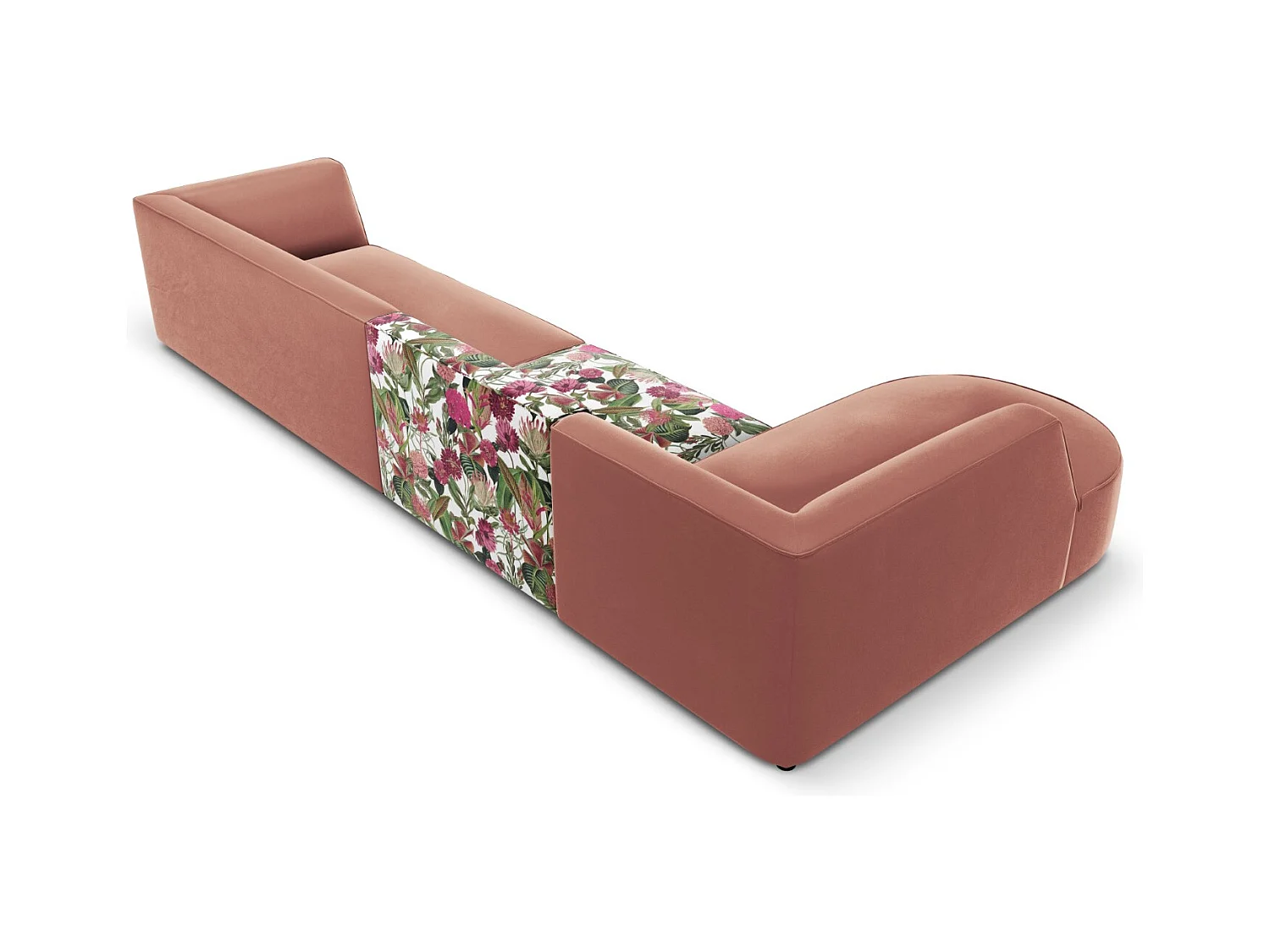 CXL by Christian Lacroix - Linker hoekbank "Charles" 5 zitplaatsen, Flueel, tuinroospatroon, roze - 366x180x69cm