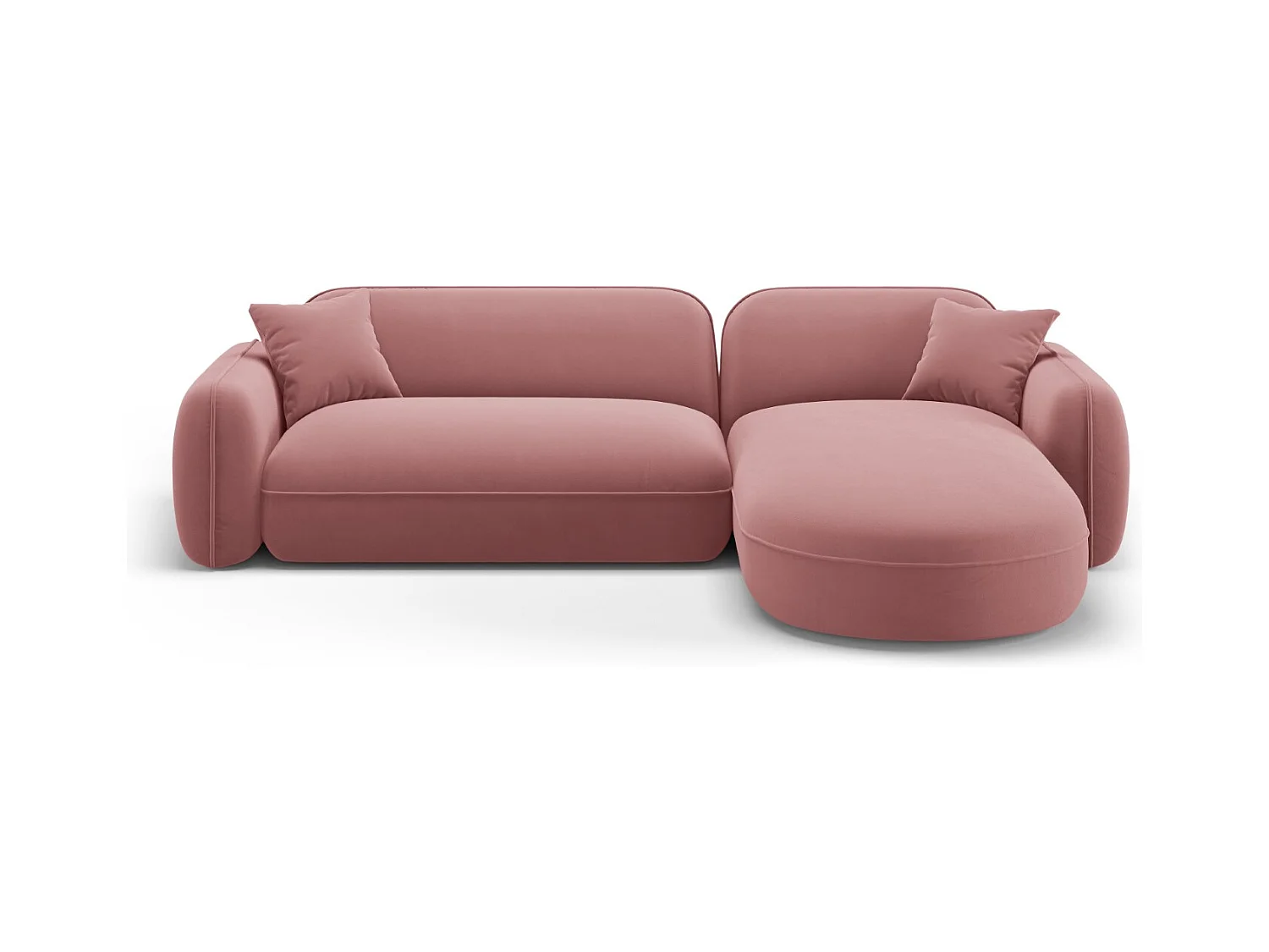 CXL by Christian Lacroix - Canapé d'angle droit modulable "Lucien" 4 places en velours saumon - 275x165x70cm