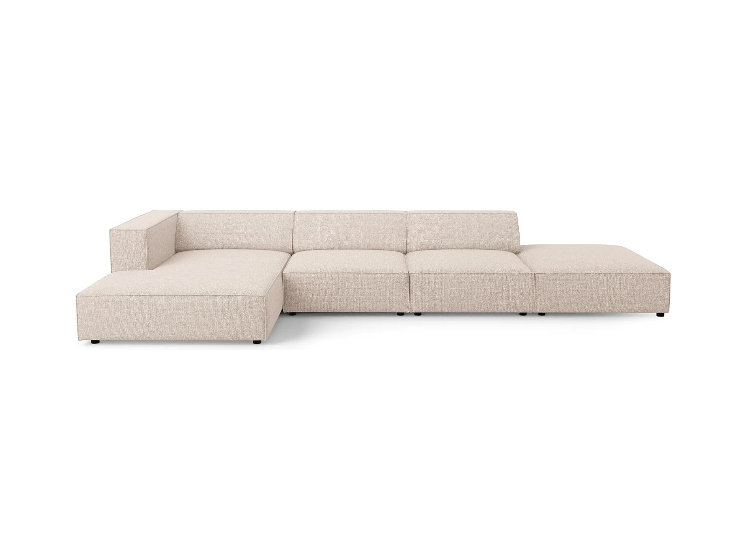 Cosmopolitan Design - Canapé d'angle gauche "Arendal" 5 places en chenille beige - 341x166x70cm