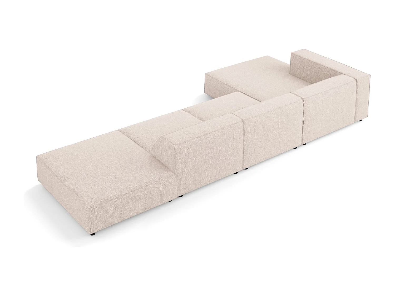 Cosmopolitan Design - Sofá de canto esquerdo "Arendal" 5 lugares em tecido chenille bege - 341x166x70cm