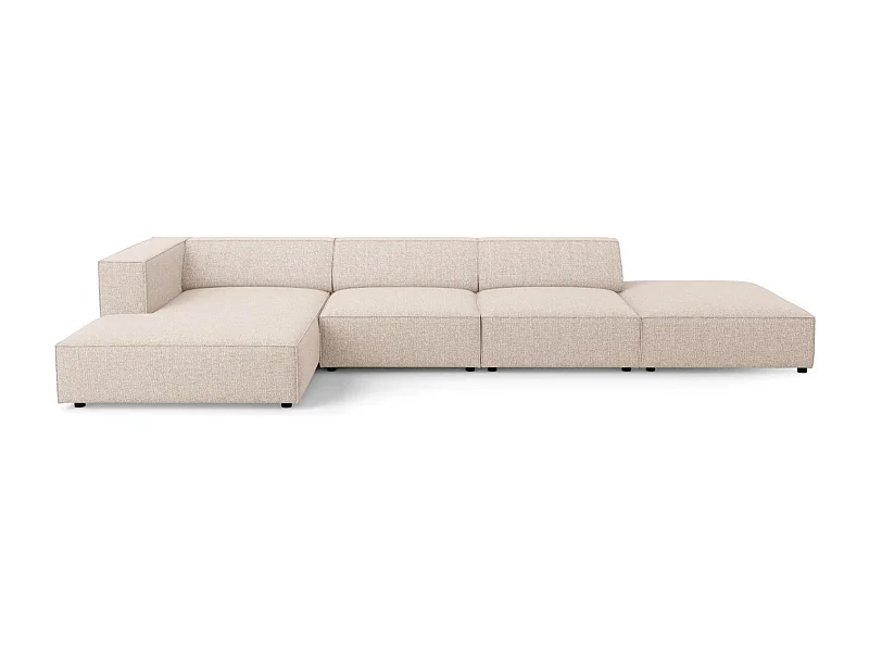 Cosmopolitan Design - Divano angolare sinistro "Arendal" 5 posti in ciniglia beige - 341x166x70cm