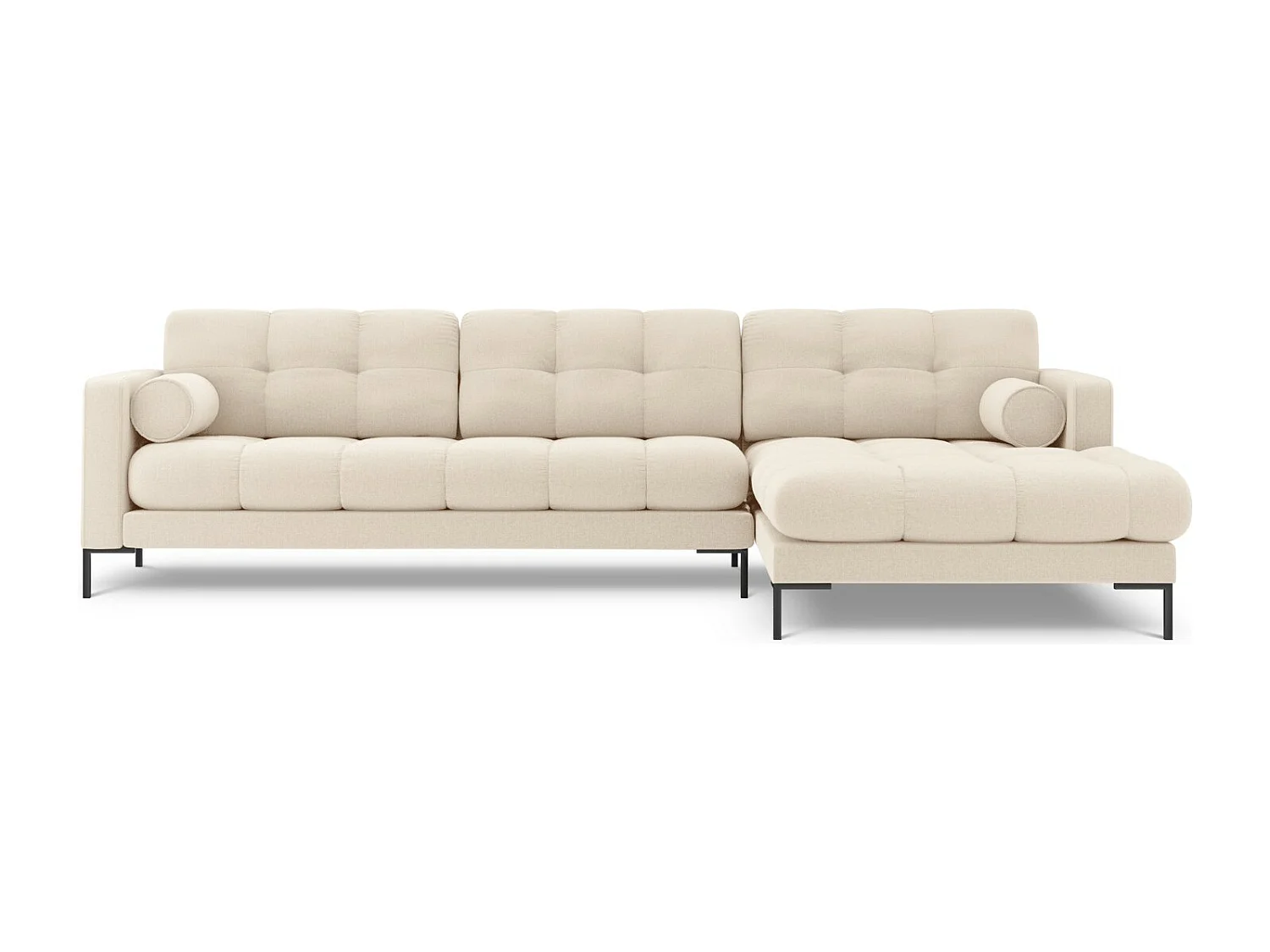 Cosmopolitan Design - 5-Sitzer Ecksofa rechts "Bali" aus strukturiertem Stoff leichtes beige - 293x185x75cm