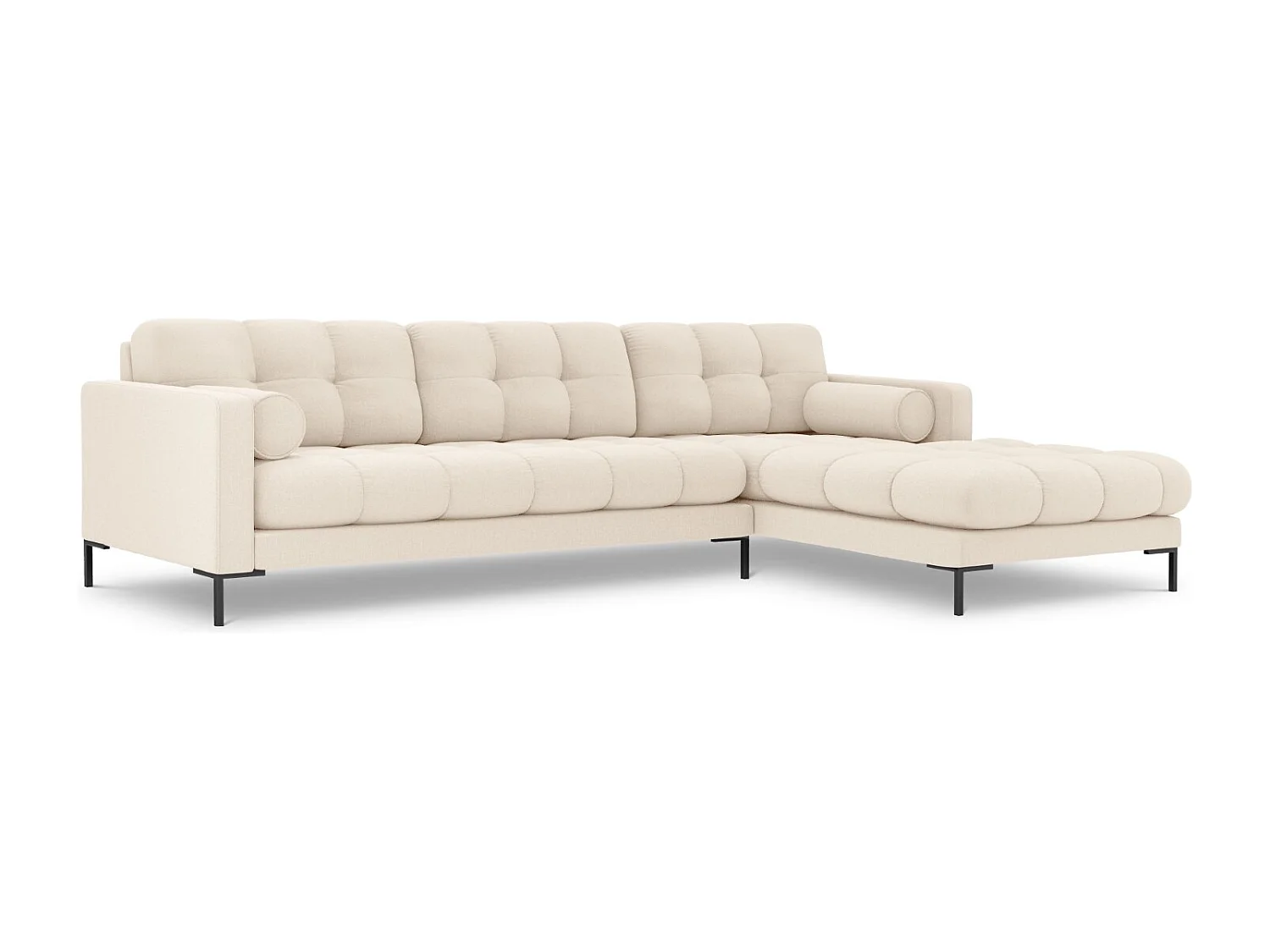 Cosmopolitan Design - 5-Sitzer Ecksofa rechts "Bali" aus strukturiertem Stoff leichtes beige - 293x185x75cm