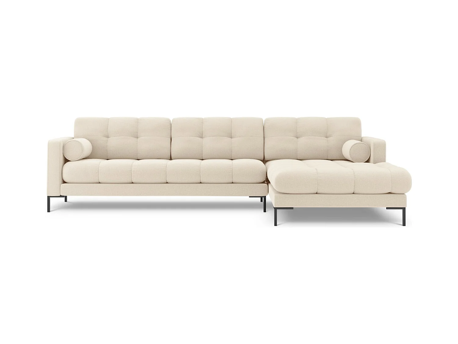 Cosmopolitan Design - Canapé d'angle droit "Bali" 5 places en tissu structurel beige clair - 293x185x75cm