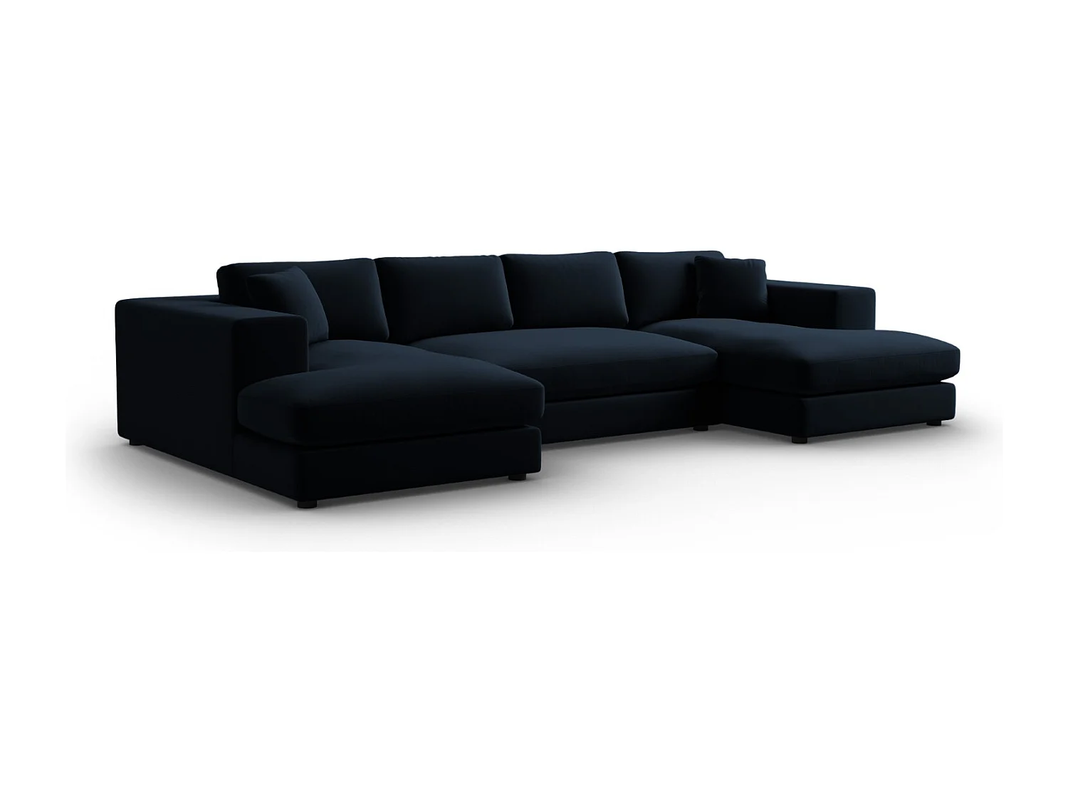 CXL by Christian Lacroix - Canapé panoramique "Tendance" 5 places en velours bleu foncé - 344x170x72cm