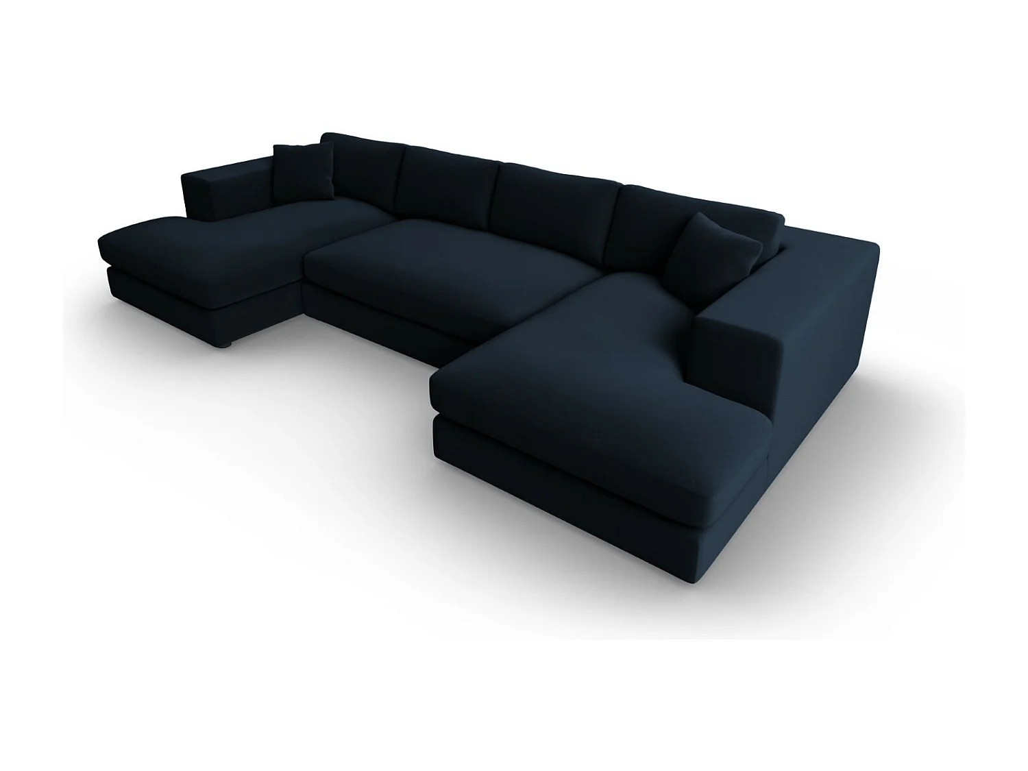 CXL by Christian Lacroix - Canapé panoramique "Tendance" 5 places en velours bleu foncé - 344x170x72cm