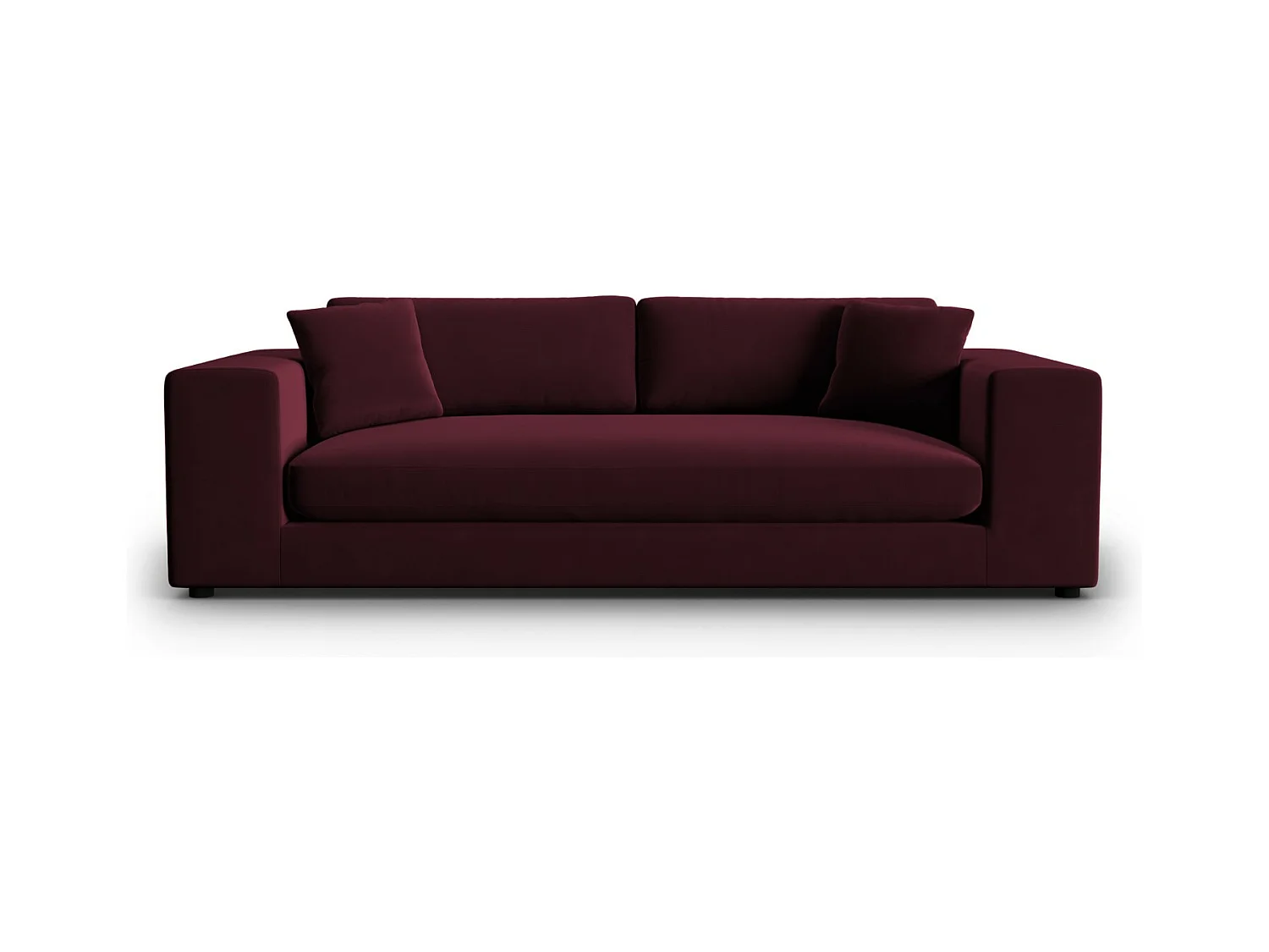 CXL by Christian Lacroix - Canapé "Tendance" 4 places en velours rouge foncé - 262x122x72cm