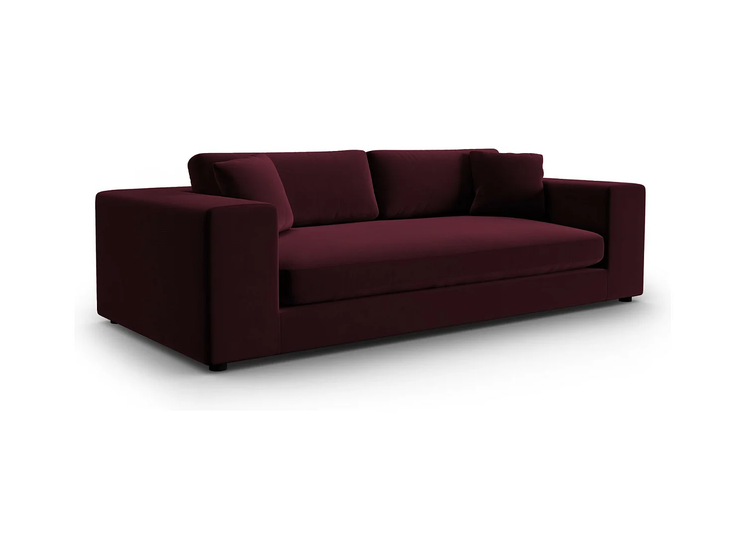 CXL by Christian Lacroix - Canapé "Tendance" 4 places en velours rouge foncé - 262x122x72cm