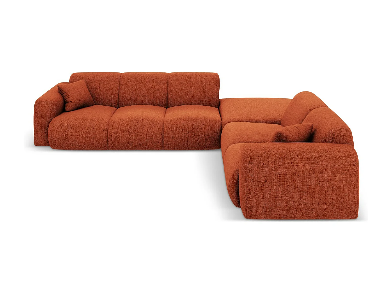 Cosmopolitan Design - Canapé d'angle droit "Nolio" 4 places en chenille terracotta - 315x250x72cm