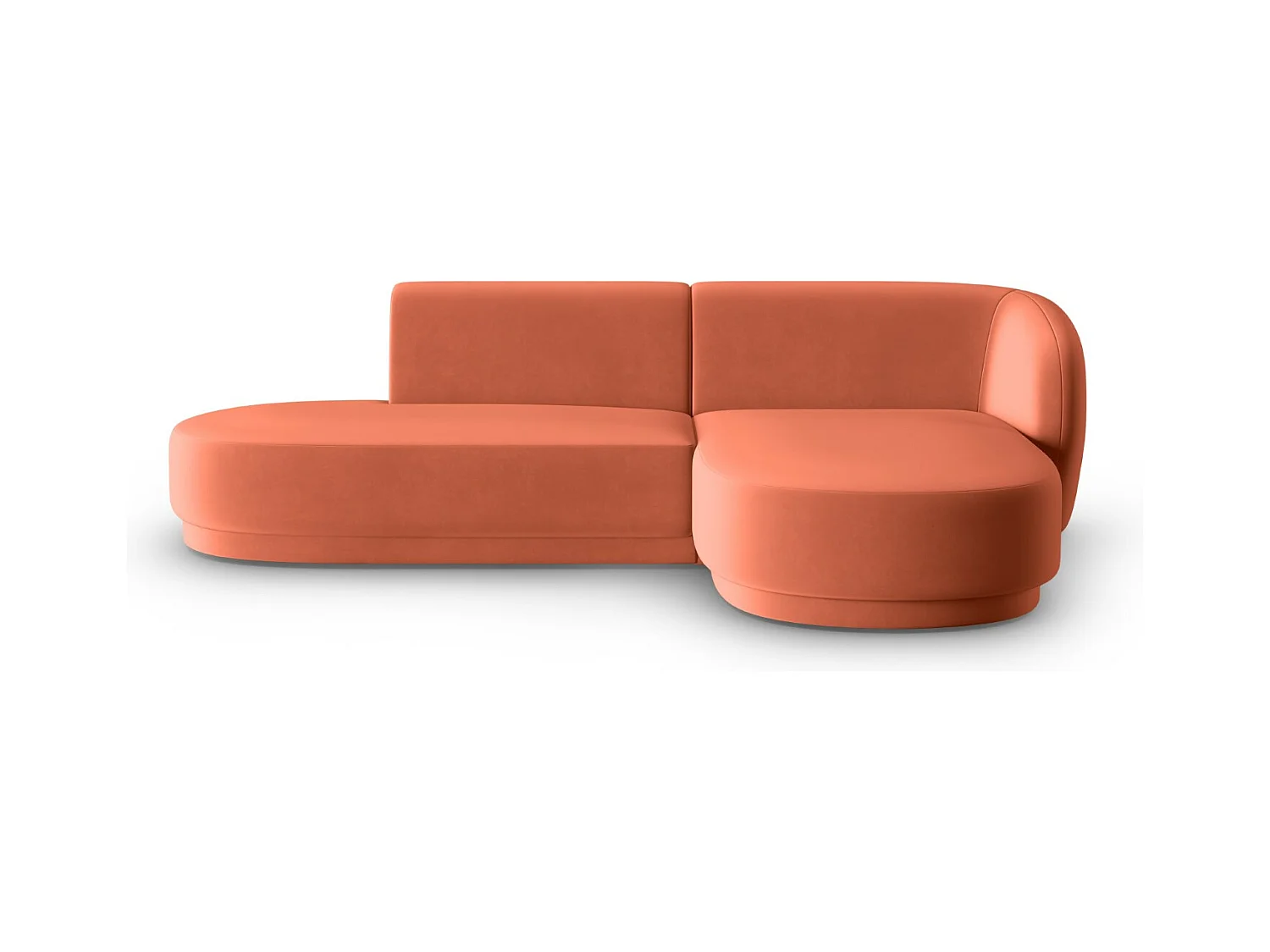 CXL by Christian Lacroix - Canapé d'angle droit modulable "Lionel" 4 places en velours corail - 233x155x74cm