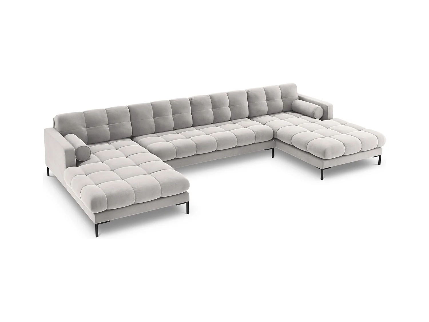 Cosmopolitan Design - Panoramische bank "Bali" 7 zitplaatsen, Flueel, Geld - 383x185x75cm