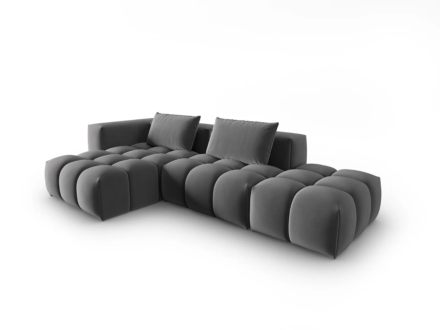 CXL by Christian Lacroix - Canapé d'angle gauche modulable "Lorella" 4 places en velours ciment - 265x145x70cm