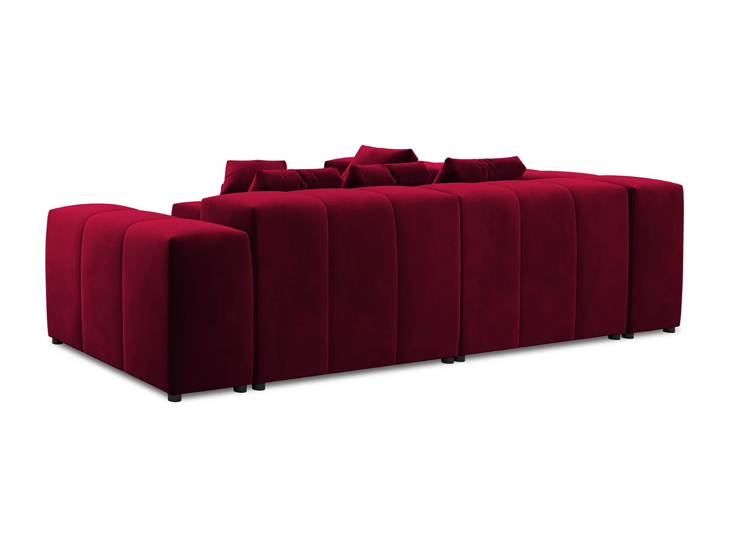 Cosmopolitan Design - Sofá esquinero modular reversible "Rome" 7 plazas de terciopelo rojo - 320x320x75cm