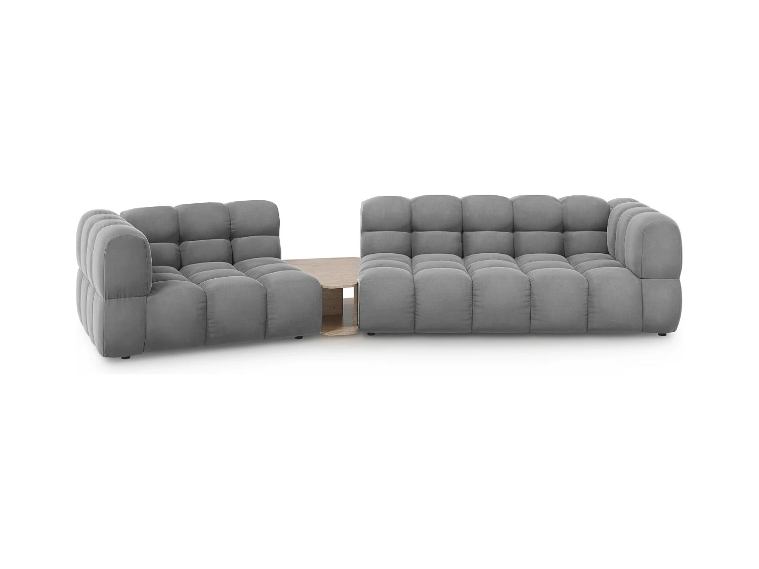 Cosmopolitan Design - Canapé modulable gauche "Sky" 3 places en velours gris clair - 353x148x75cm