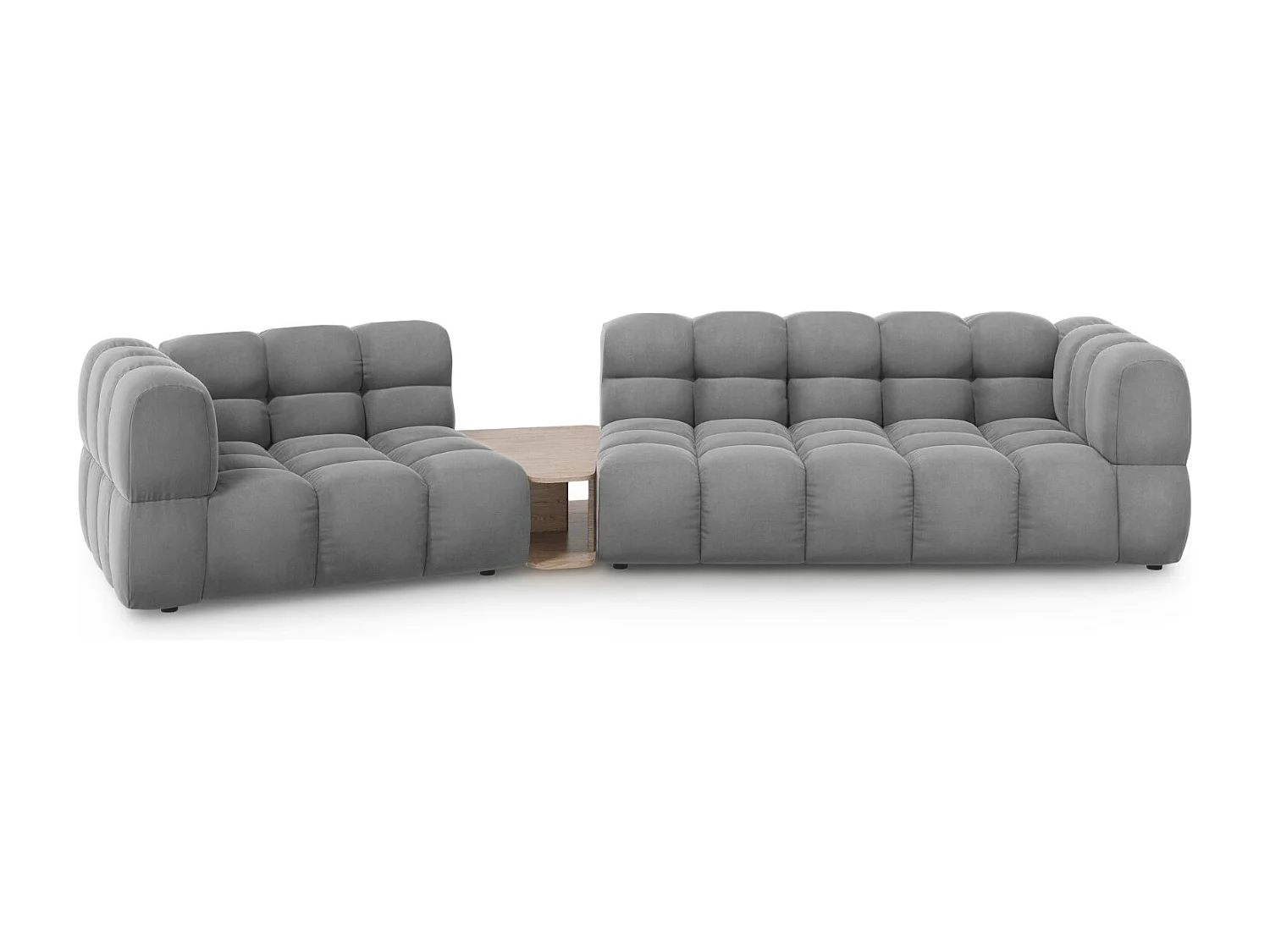 Cosmopolitan Design - Sofá modular virado para a esquerda "Sky" 3 lugares em veludo cinza claro - 353x148x75cm