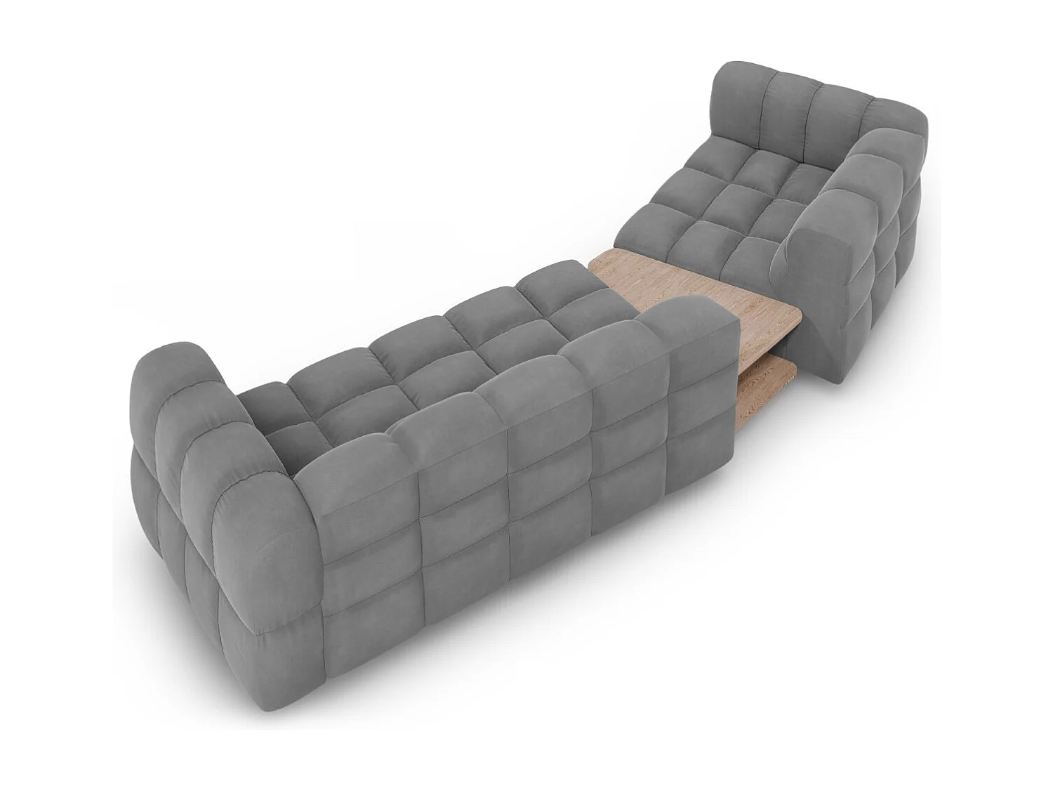 Cosmopolitan Design - Sofá modular virado para a esquerda "Sky" 3 lugares em veludo cinza claro - 353x148x75cm