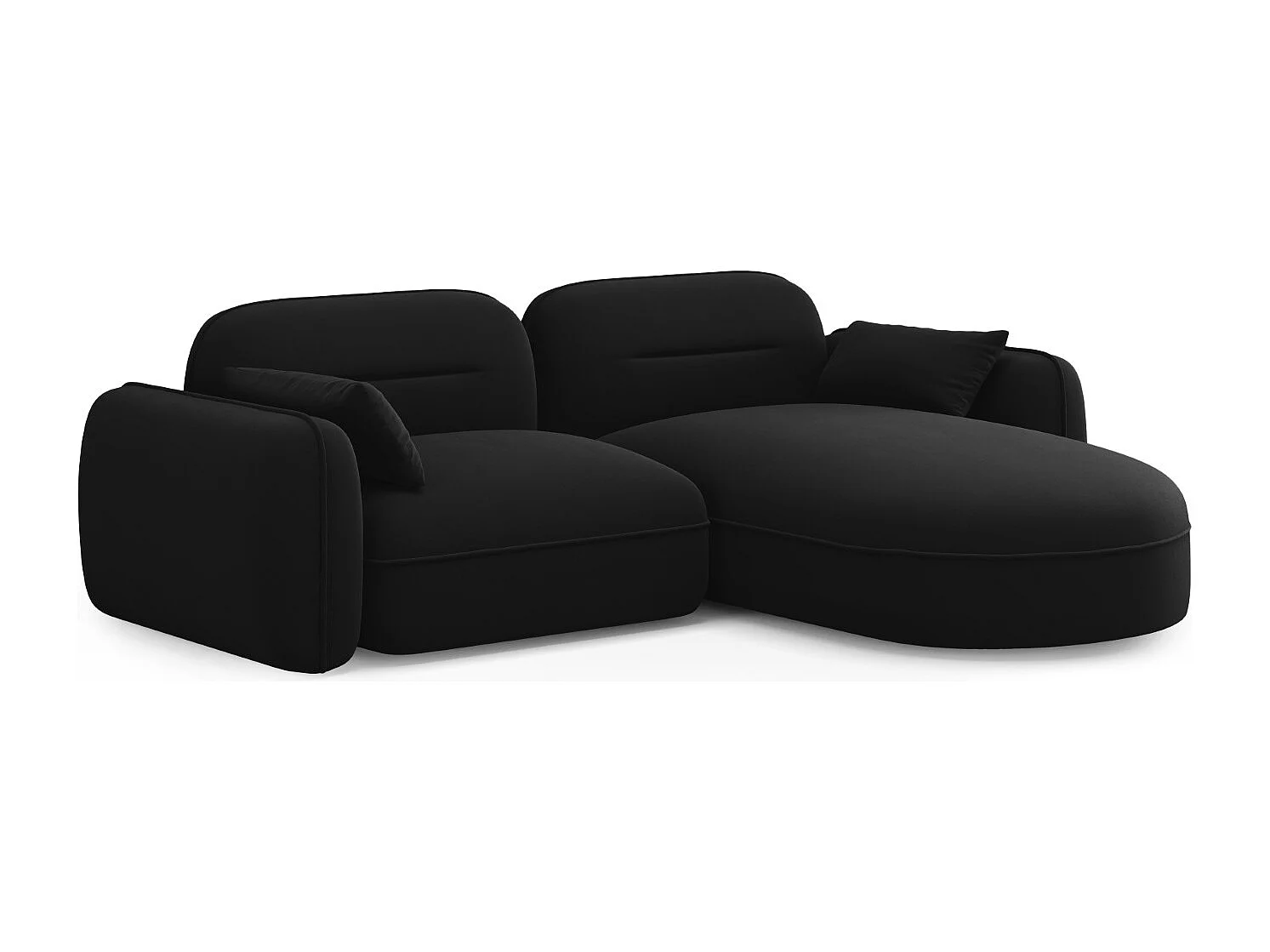 Cosmopolitan Design - 3-Sitzer modulares Ecksofa rechts "Sydney" aus Samt schwarz - 230x165x70cm