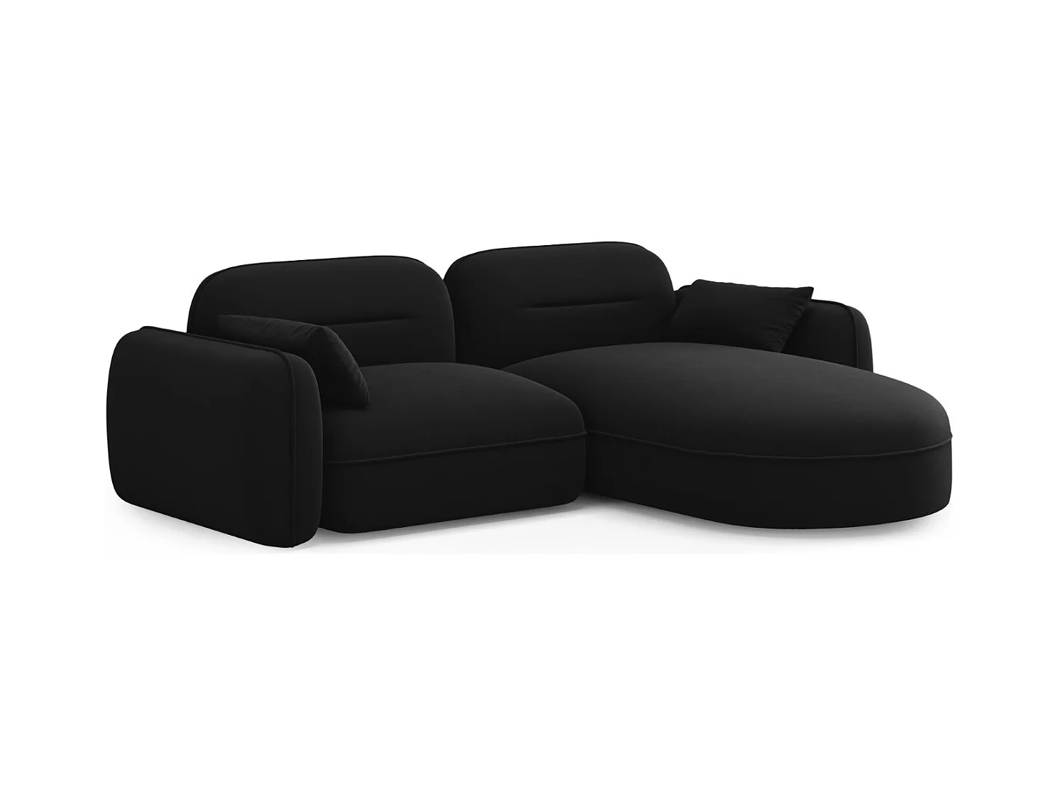 Cosmopolitan Design - Canapé d'angle droit modulable "Sydney" 3 places en velours noir - 230x165x70cm