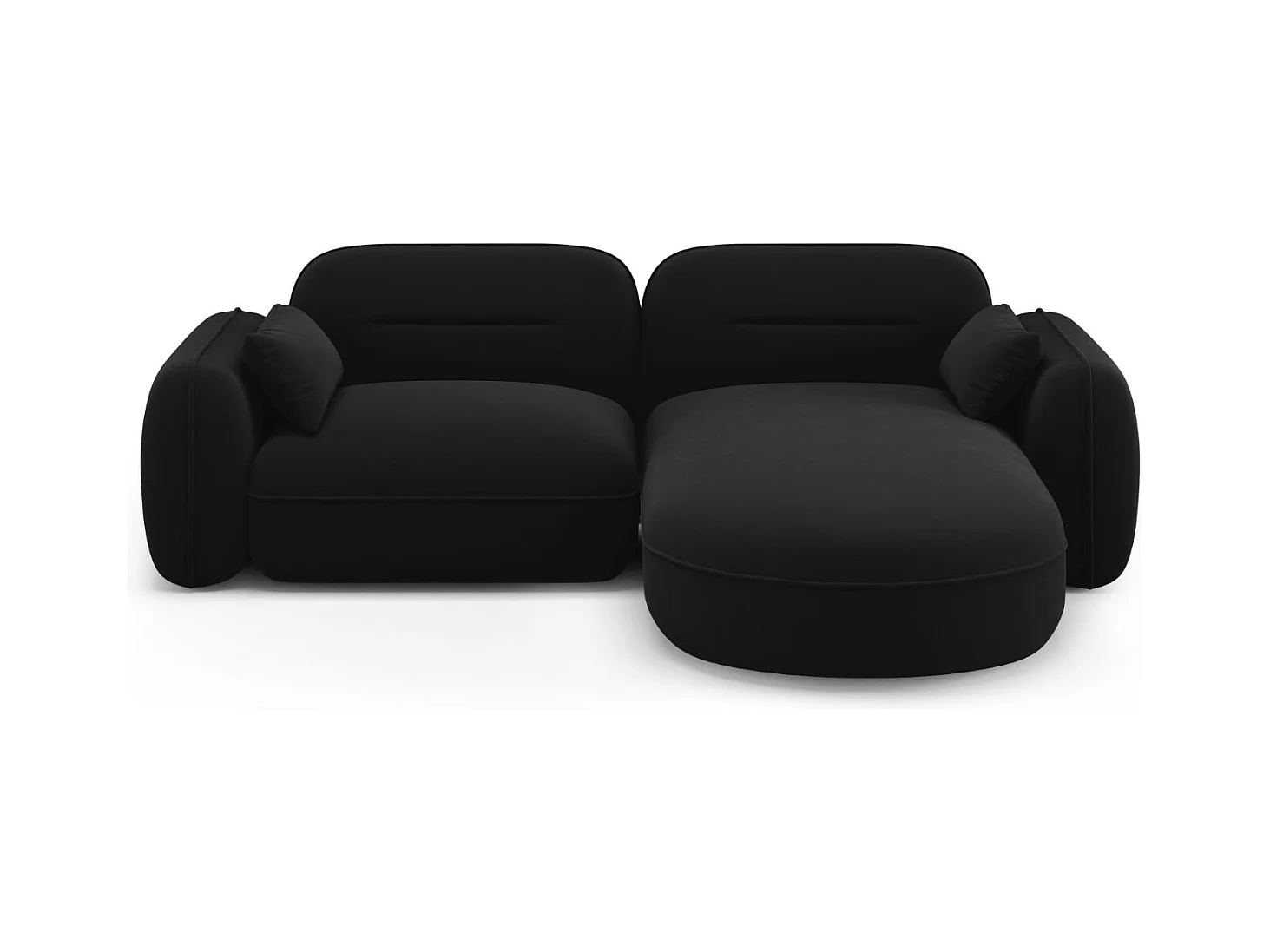 Cosmopolitan Design - Canapé d'angle droit modulable "Sydney" 3 places en velours noir - 230x165x70cm