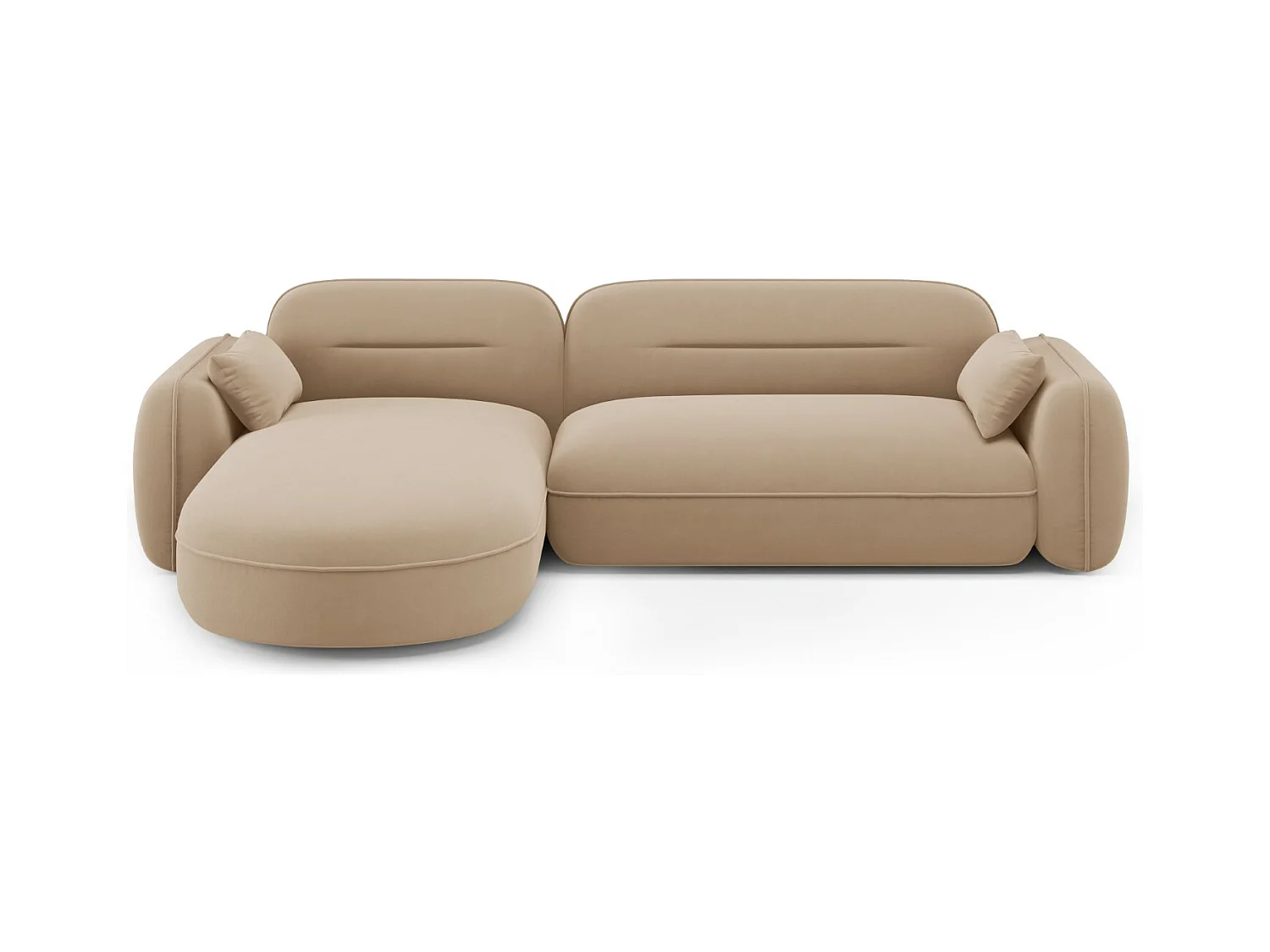 Cosmopolitan Design - Canapé d'angle gauche modulable "Sydney" 4 places en velours le sable - 275x165x70cm