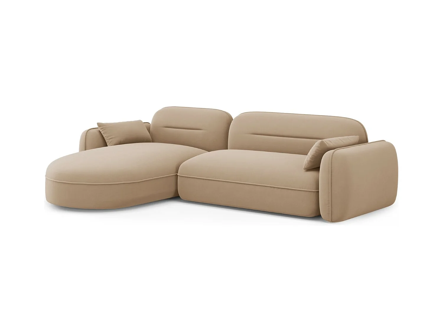 Cosmopolitan Design - Canapé d'angle gauche modulable "Sydney" 4 places en velours le sable - 275x165x70cm