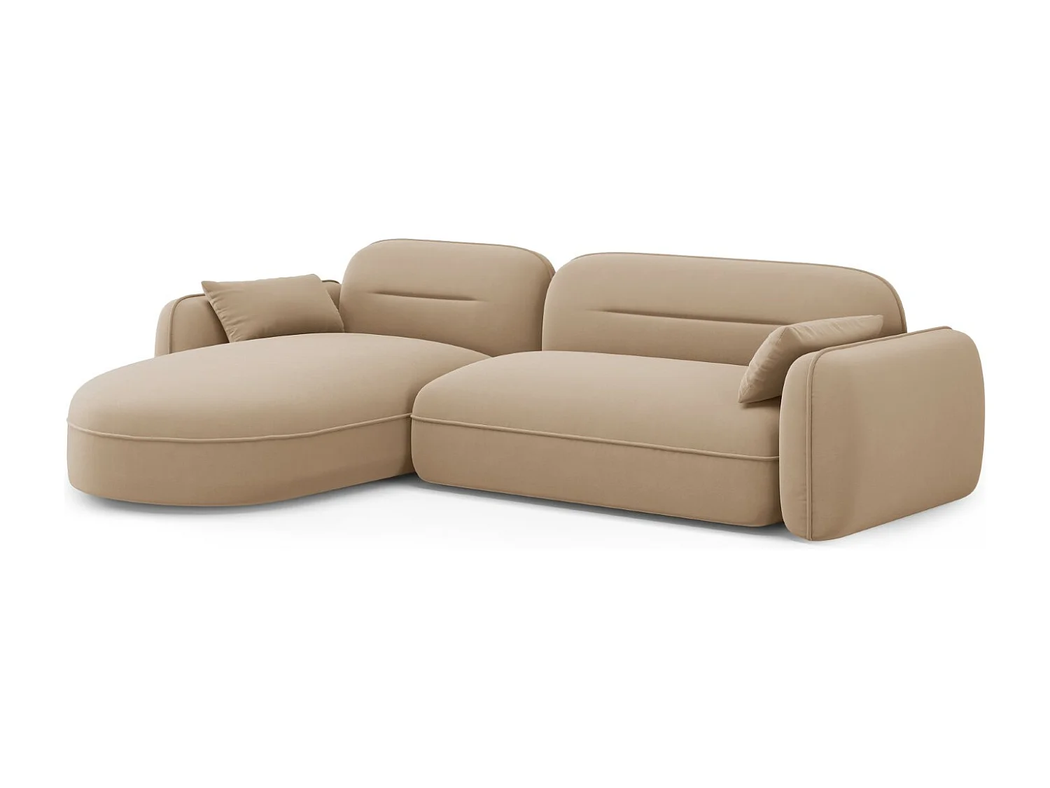 Cosmopolitan Design - Canapé d'angle gauche modulable "Sydney" 4 places en velours le sable - 275x165x70cm