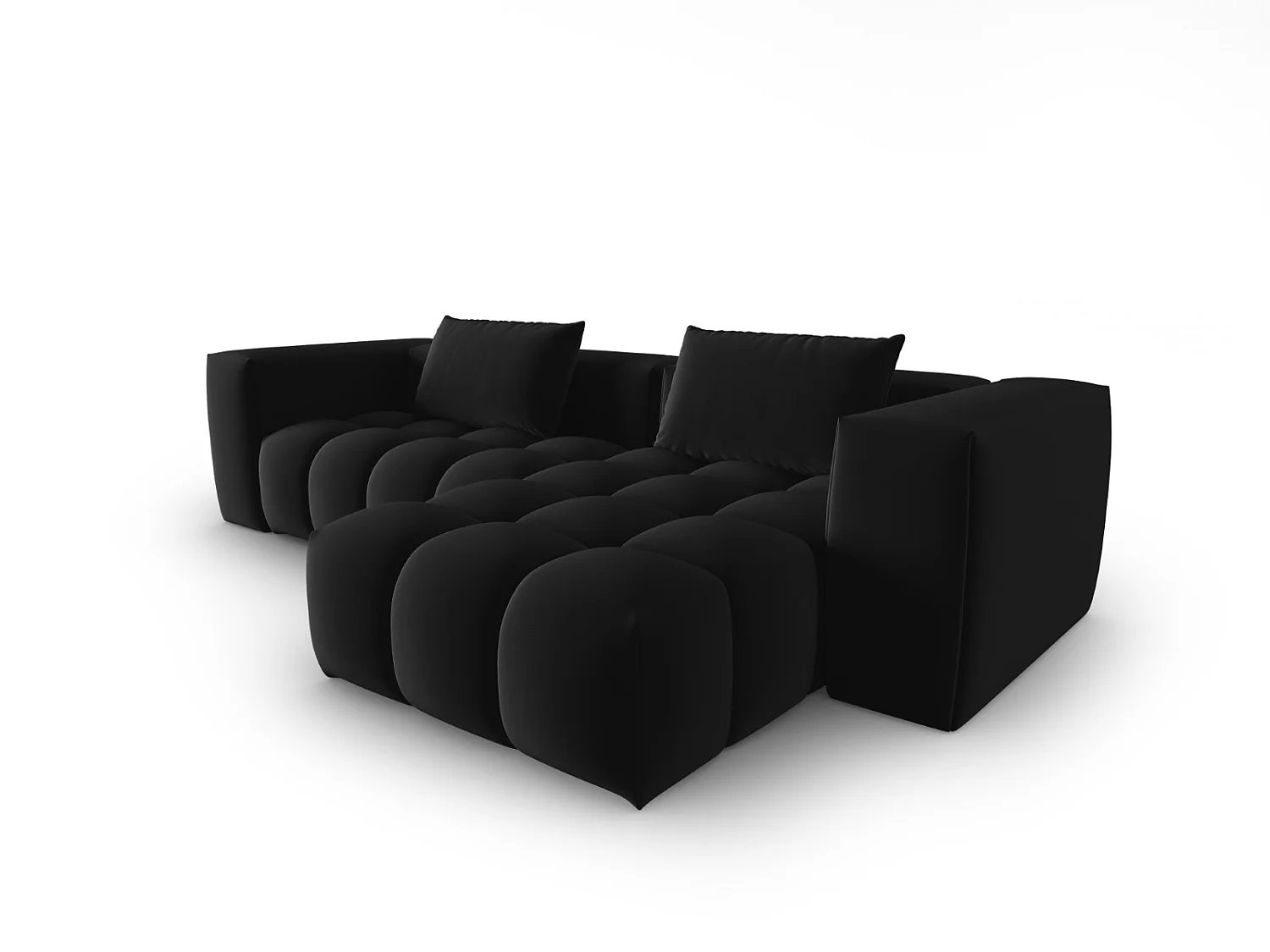 CXL by Christian Lacroix - Modulaire hoekbank rechts "Lorella" 3 zitplaatsen, Flueel, Zwart - 260x145x70cm