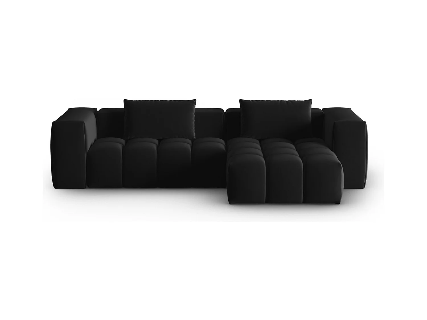 CXL by Christian Lacroix - Canapé d'angle droit modulable "Lorella" 3 places en velours noir - 260x145x70cm